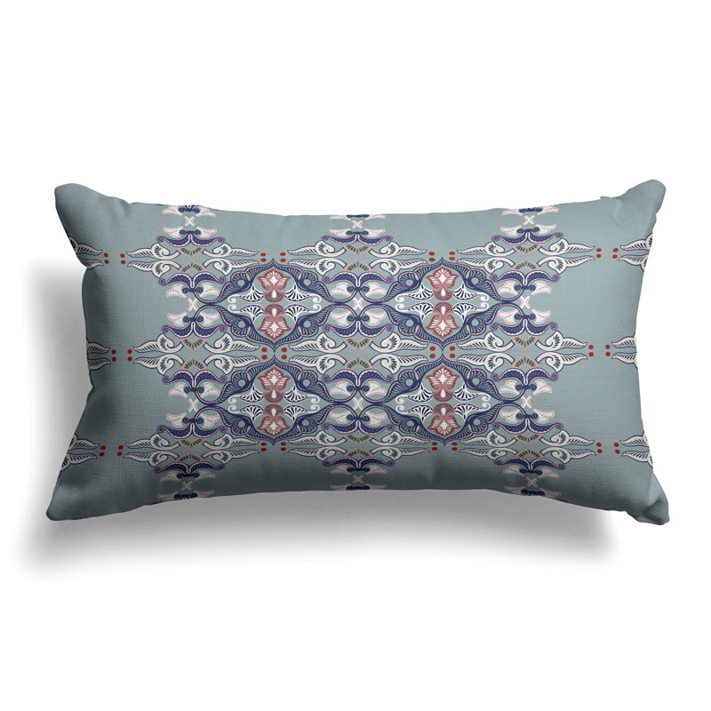 Floral Elegance  Rectangular Throw Pillow, Blue