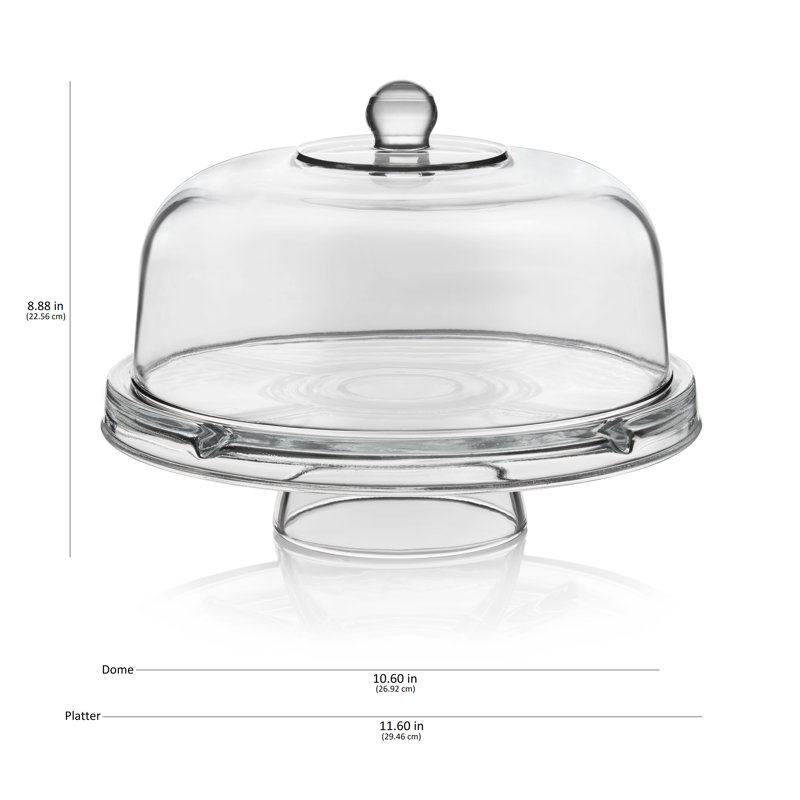 Libbey Selene 6-in-1 Multiuse Glass Server, Punch Bowl, Chip and Dip Bowl, Cake Stand