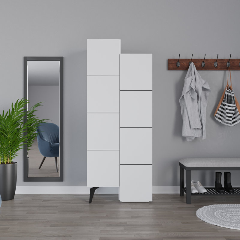 Alisen 8-Door Cabinet Stylish Multipurpose Storage with 8 Shelves, White
