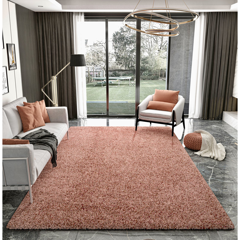Tapis intérieur / extérieur en laine rose clair Eutropios, Rectangle 8 pi x 10 pi