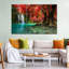 «Autumn Trees and Waterfall», reproduction d'art sur toile-1341032302