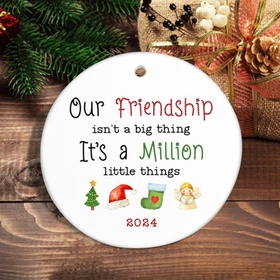 Cadeaux d'amitié pour les amis - Ornements de Noël 2024, Cadeaux d'anniversaire pour l'amitié, Cadeaux pour les amis, Collègues de travail, Bestie - Ornements de décoration d'arbre de Noël en céramique