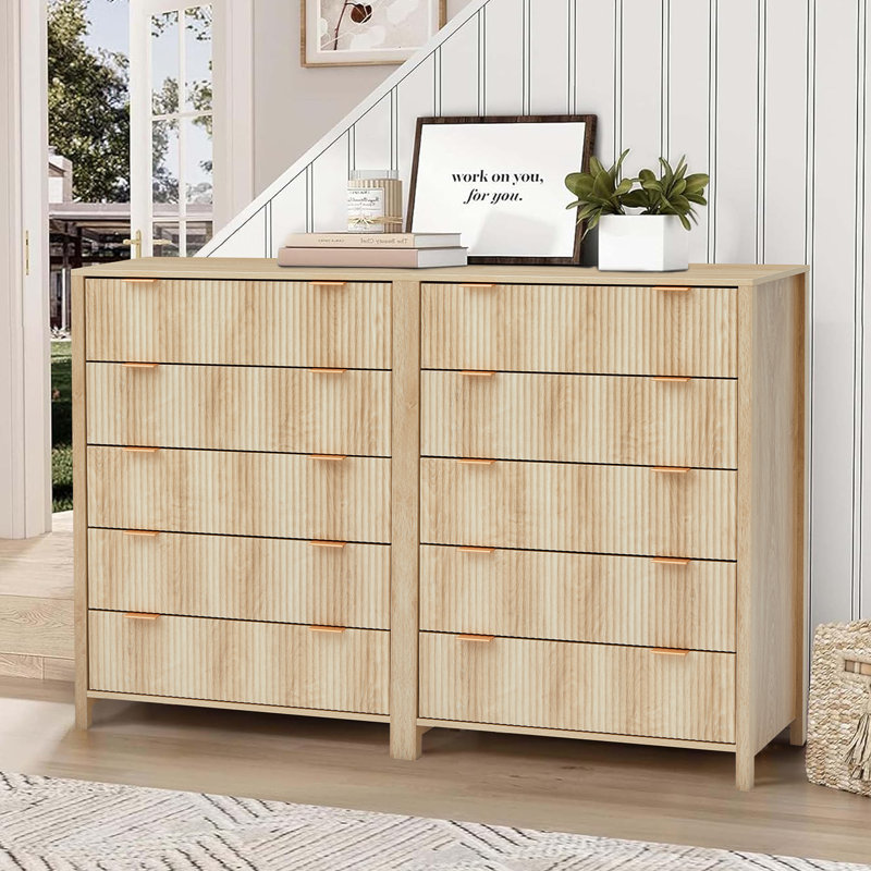 Commode à 5 tiroirs, Naturel