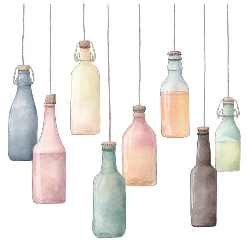 Décoration de couvre-lit à suspendre bouteilles rétro, Grand lit