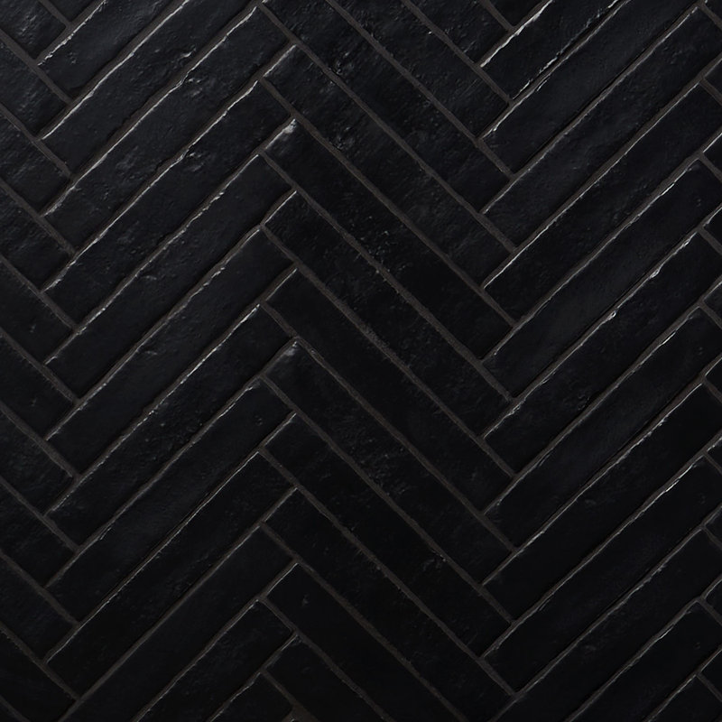 Wabi Sabi 1.5x 9 Crackled Glossy Ceramic Subway Wall Tile, Matte Black