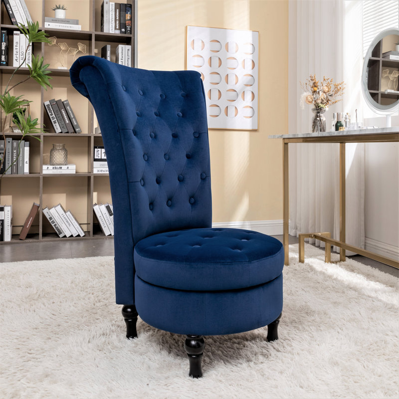 Fulviah Velvet Slipper Chair, Dark Blue Velvet