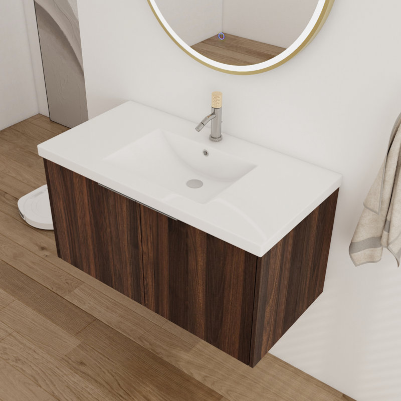 Meuble-lavabo simple avec comptoir 35,74 po Tiène, Brun