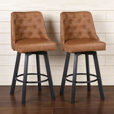 Swivel Upholstered Counter Stool with Metal Frame