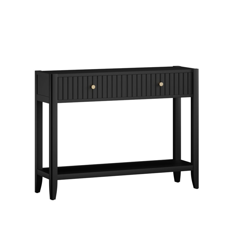 Console avec tiroirs, table d'appoint en bois avec table de rangement étroite et tablette de rangement