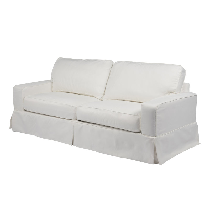 Canapé à accoudoirs carrés avec coussins réversibles 88 po Elsberry, Blanc