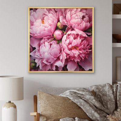 Pivoine rose verte captivante II - art floral sur toile