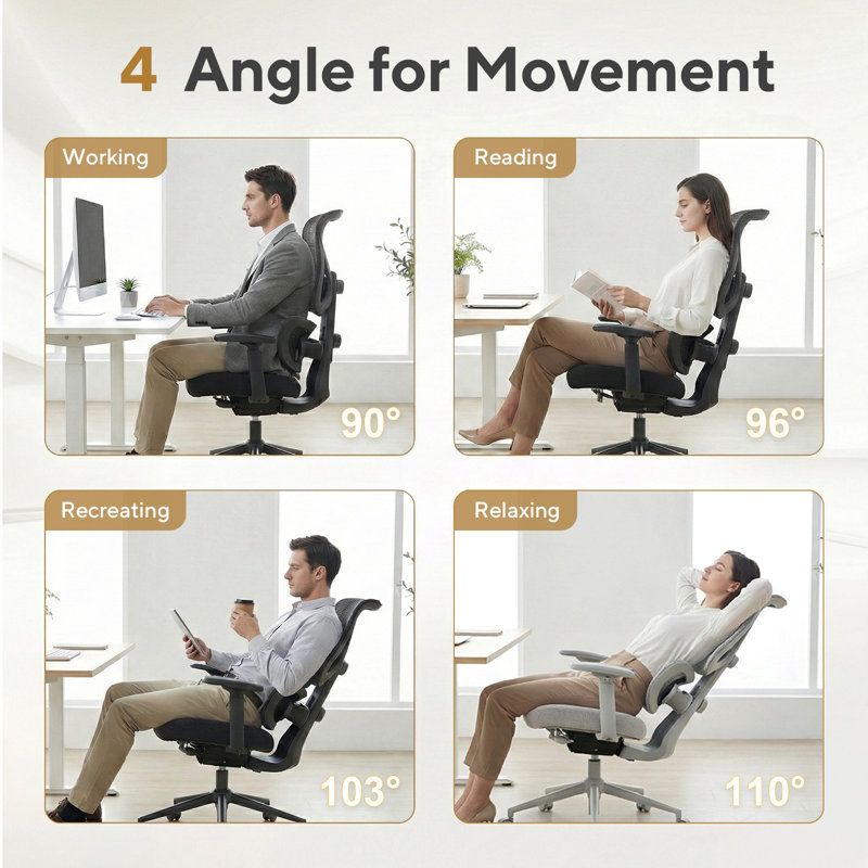 Chaise de travail ergonomique en filet avec support lombaire à 2 zones et accoudoirs 3D Nouhaus Morph - Noir, Noir