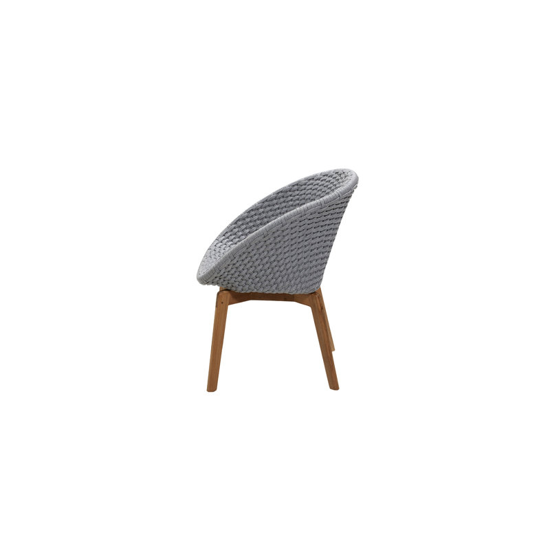 Peacock Patio Dining Armchair with Cushion, Light Gray/Teak