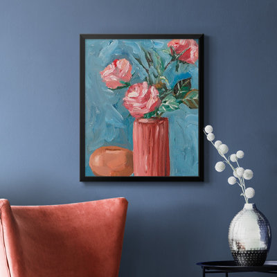 Toile encadrée de qualité supérieure Rosa Blooms II - prête à être accrochée