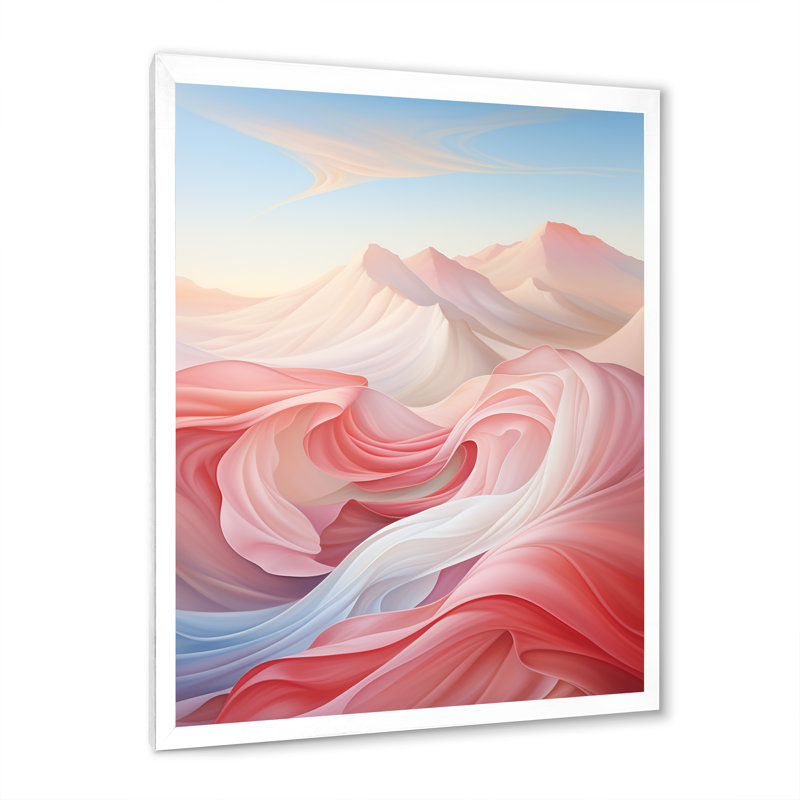 Bleu et rose clair, espièglerie abstraite I - impression, Cadre simple blanc, H 44 po x l 34 po x P 1,5 po