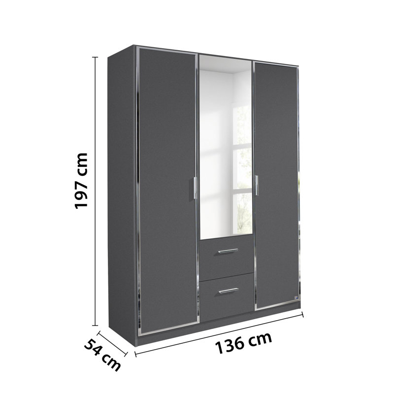 Marl 3 Door Wardrobe, Grey