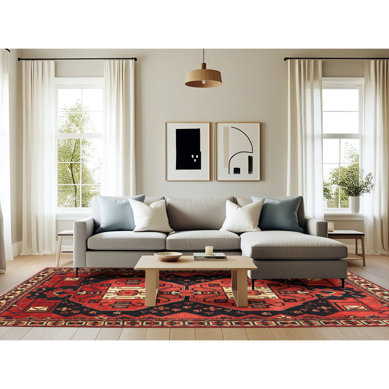 Tapis rouge à motif sud-ouest, Rectangle 6 pi x 9 pi