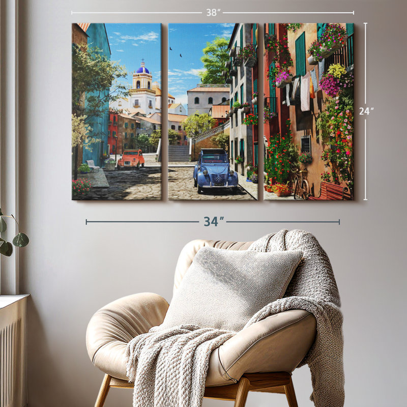 Architecture " Mediterranean Morning " 3 - Pieces, 24" H x 38" W