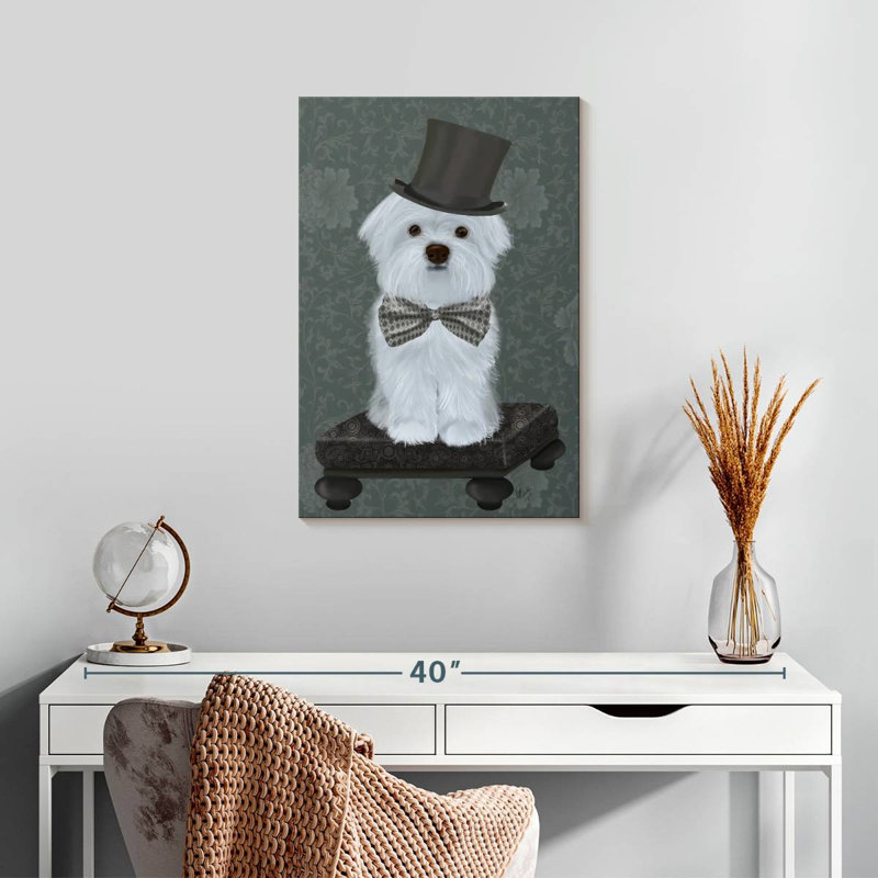 Brampt Maltese With Top Hat, 24" H x 16" W