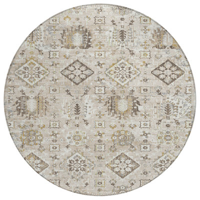 Machine Washable Indoor/Outdoor Xhevrie Linen Rug