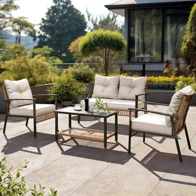Aljaquan 4 Piece Multiple Chairs Seating Group with Cushions by Bayou Breeze