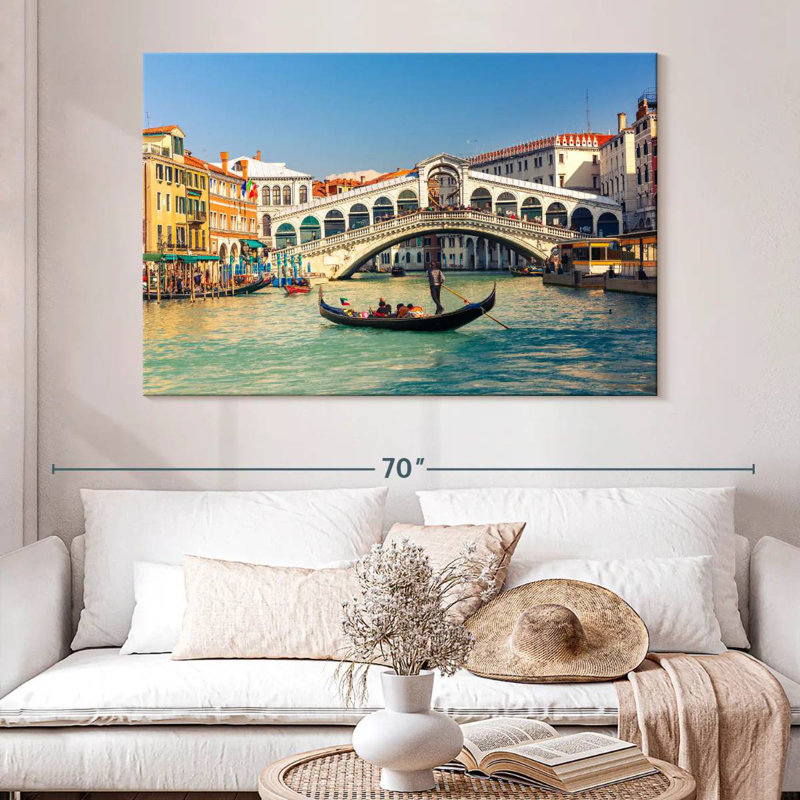 Gondola And Rialto Bridge, 34" H x 51" W