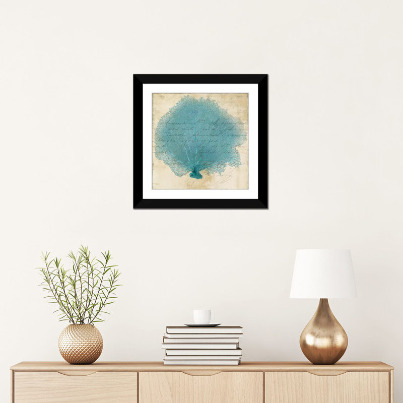 « blue corail iv », impression sur toile, Papier d'art encadré noir, Blanc, H 24 po x l 24 po x P 1 po