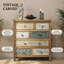 Commode d'appoint rétro en bois 6 tiroirs avec détails sculptés multicolores - commode de rangement pour chambre à coucher, salon et vestibule (L 25,59 po x l 12,6 po x H 31,89 po)