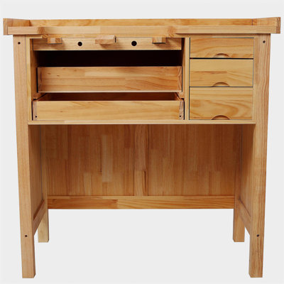 Établi à bijoux en bois massif - Poste de travail en bois avec tiroirs de rangement pratiques pour la fabrication de bijoux