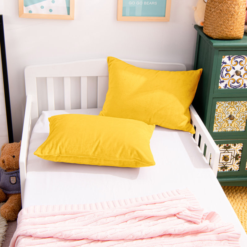 Taies d'oreiller en velours uni pour tout-petits, Jaune