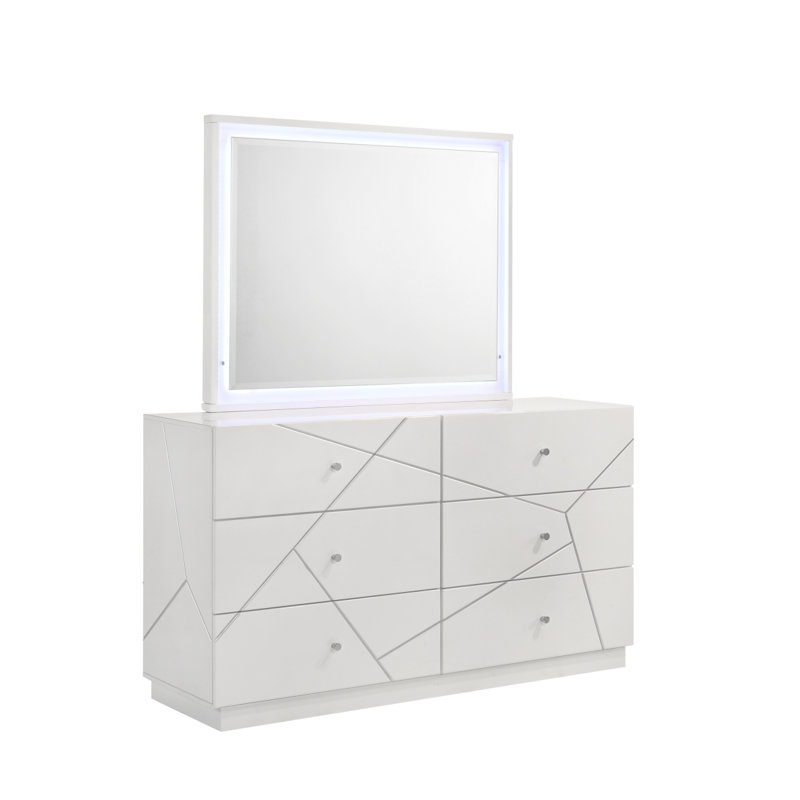 Miroir Manhattan - Cadre laqué avec éclairage à DEL intégré pour un look élégant et moderne (INCLUT LE MIROIR SEULEMENT)