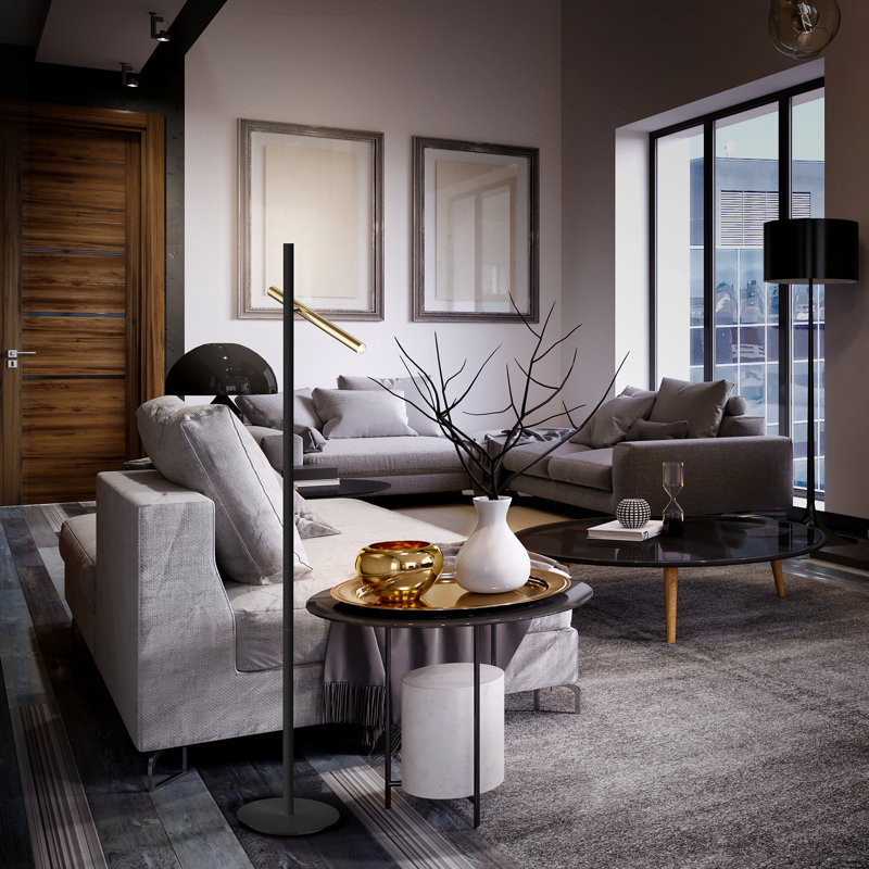 Kuhlmann 167cm Matt Black LED Task Floor Lamp