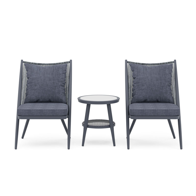 Ensemble bistro 3 pièces Finegan, gris, gris