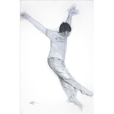 Jumping Boy by Robert Robinson - Wrapped Canvas Drawing Print