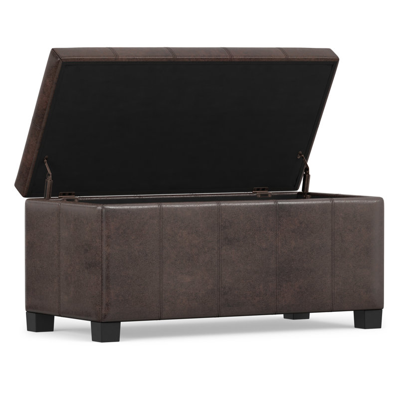 Repose-pieds rectangulaire avec rangement relevable Dover, Similicuir brun