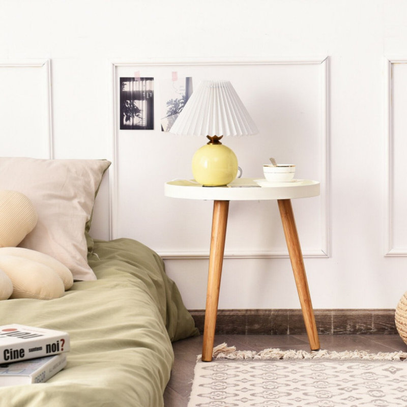 Table basse ronde avec plateau en bois