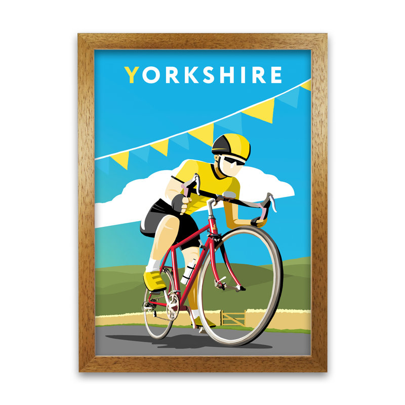 Yorkshire Cycling by Richard O'Neill - Single Picture Frame Print, Honey Oak, 42 cm H x 29.7 cm W