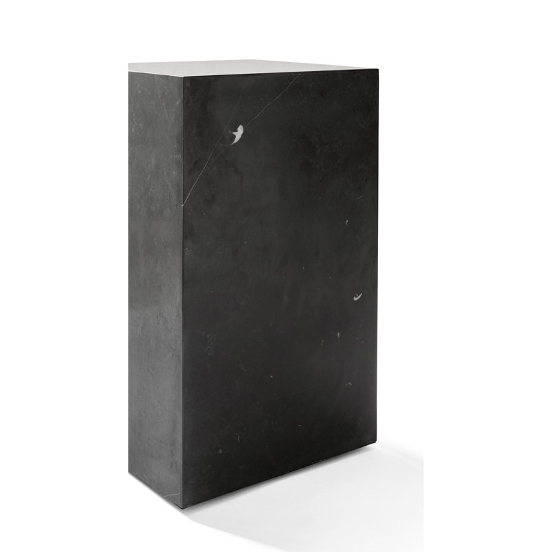 Plinth End Table, 20.1" H x 11.8" W x 11.8" D, Black Marquina