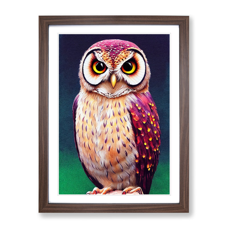 The Heavenly Owl - Framed Print, 64cm H x 46cm W x 2cm D, Walnut Framed