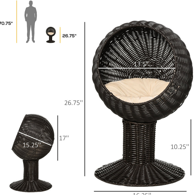 Maison pour chat surélevée 27 po avec coussin et stabilité