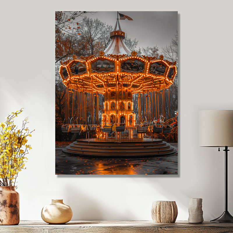 Parc d'attractions jaune et gris, Sans cadre, métal, H 40 po x l 30 po x P 1,5 po