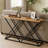 55" Industrial Console Table, Sturdy Solid Rust-Proof Metal Frame & Spacious Multi-Zone Storage Spaces, Scratch-Resistant Waterproof Finish, Fits Entryway, Living Room