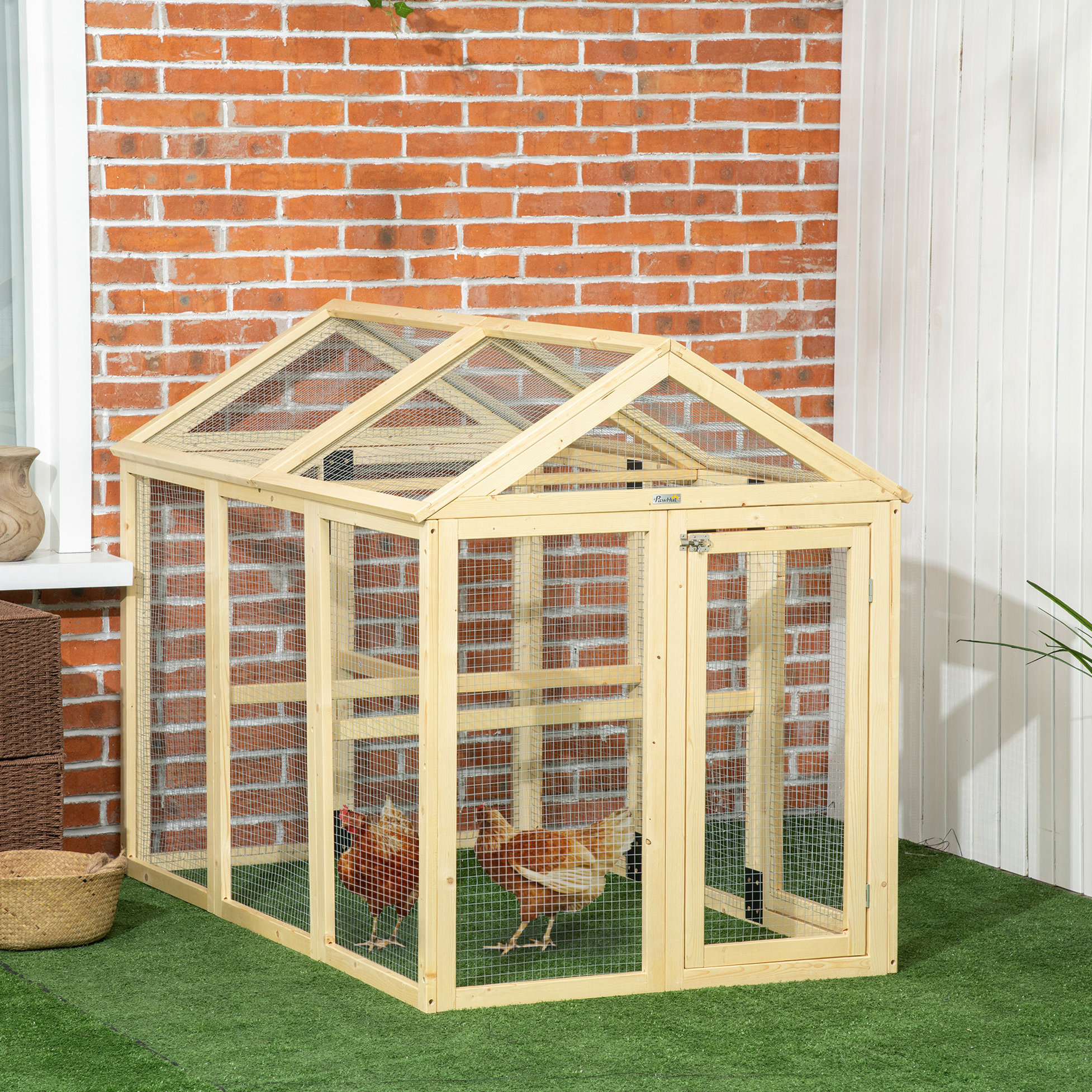 17 Stories Large Wooden Chicken Coop, Run For 1 - 3 Chickens, Outdoor ...