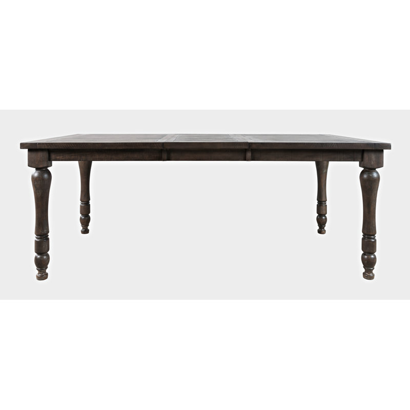 Karley Extendable Pine Solid Wood Dining Table, Barnwood Brown
