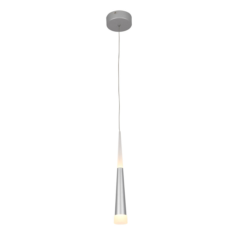 Luminaire suspendu 1 lumière DEL argent sable avec diffuseur en acrylique blanc