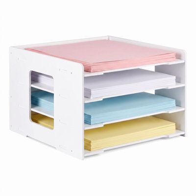 Support de classeur de bureau à 4 niveaux, support de rangement de documents A4 réglable, tableau WPC en PVC imperméable, trieur de dossiers de bureau