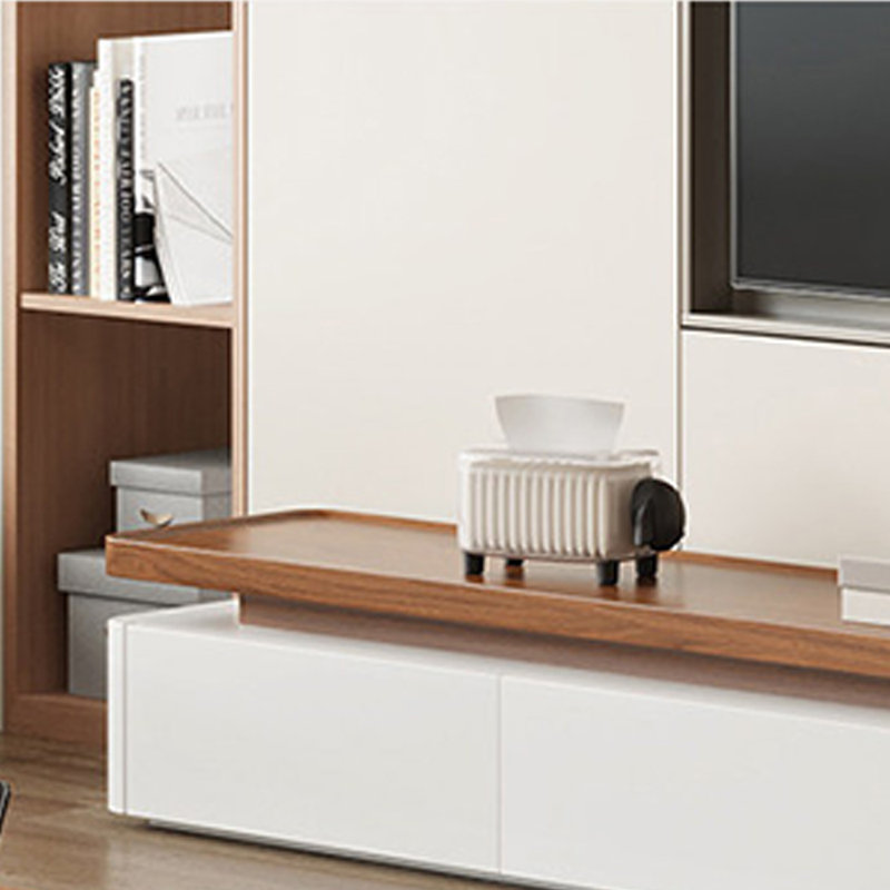 Meuble télé Minimalist, H 15,74 po x L 78,74 po x l 15,74 po, Blanc / brun noisette