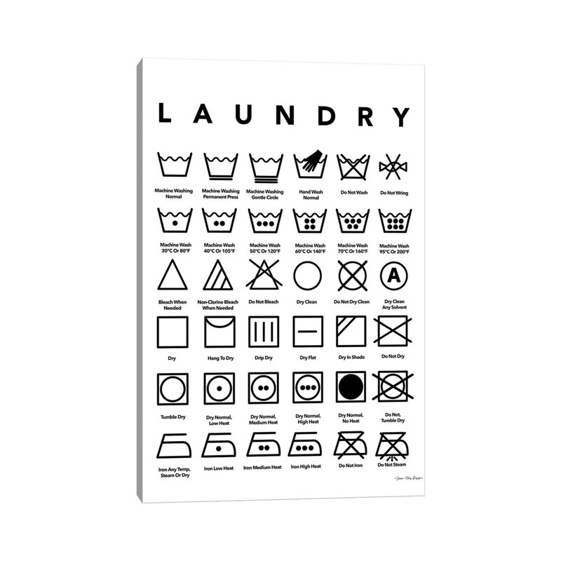 «Laundry Symbols» par Seven Trees Design - impression d'art textuel, Toile tendue, Pas de tapis, 12" H x 8" W x0.75" D