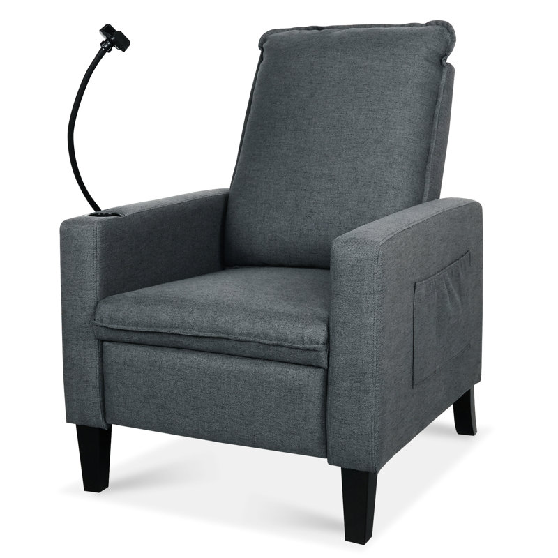 Adjustable Recliner Chair For Adults, With Phone Holder And Cup Holder, Fabric Living Room & Bedroom, Gray Blaze Comfortable Adults - Reclining Use Bedroom