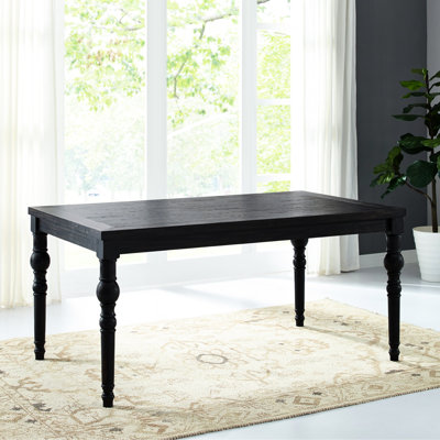 Table de salle à manger de style urbain, le plateau de table en grain de bois noir rehausse l'attrait visuel, les pieds tournés vers le haut rehaussent le style, la structure en bois d'hévéa massif assure la durabilité et la stabilité, l 65 po x P 38 po x H 30 po